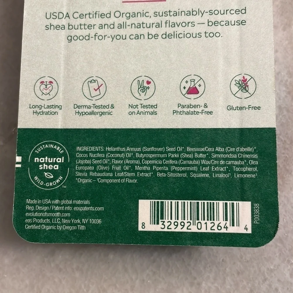 Eos lip balm organic natural shea sweet mint green scented beauty makeup NEW